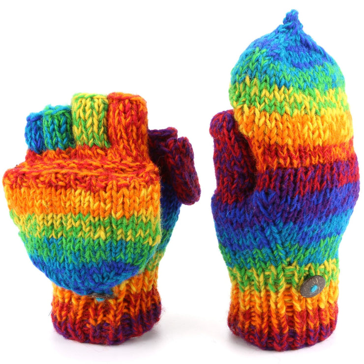 Wool Knit Fingerless Gloves Dye – Shooter Space (Rainbow) LoudElephant 