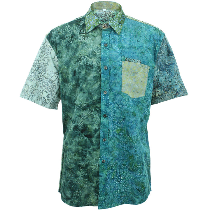 Regular Fit Short Sleeve Shirt - Random Mixed Batik - Dark Blue