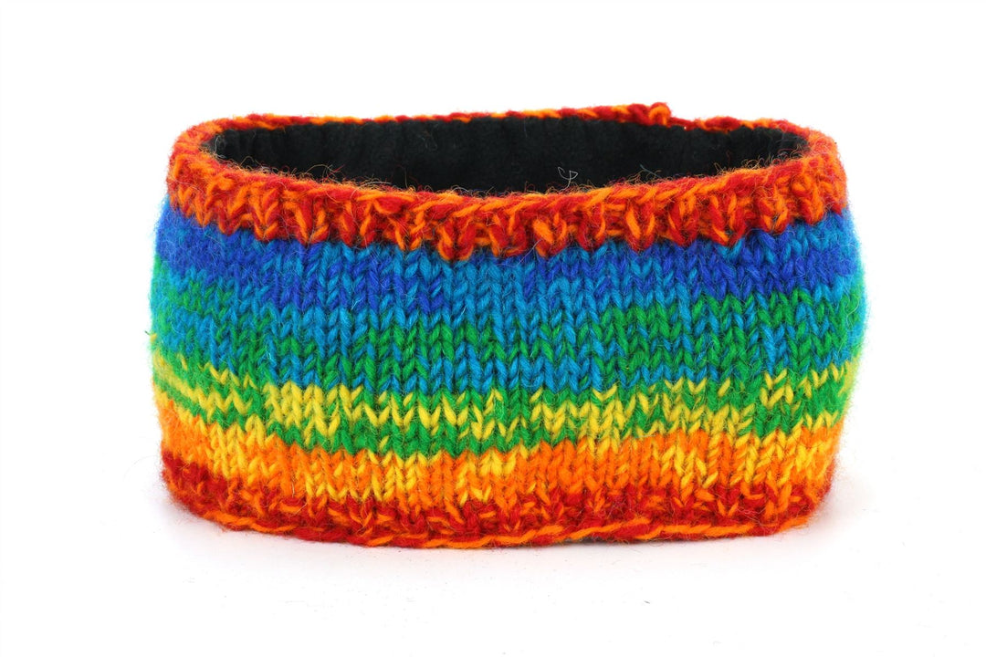 Hand Knitted Wool Headband  - SD Shredded Rainbow