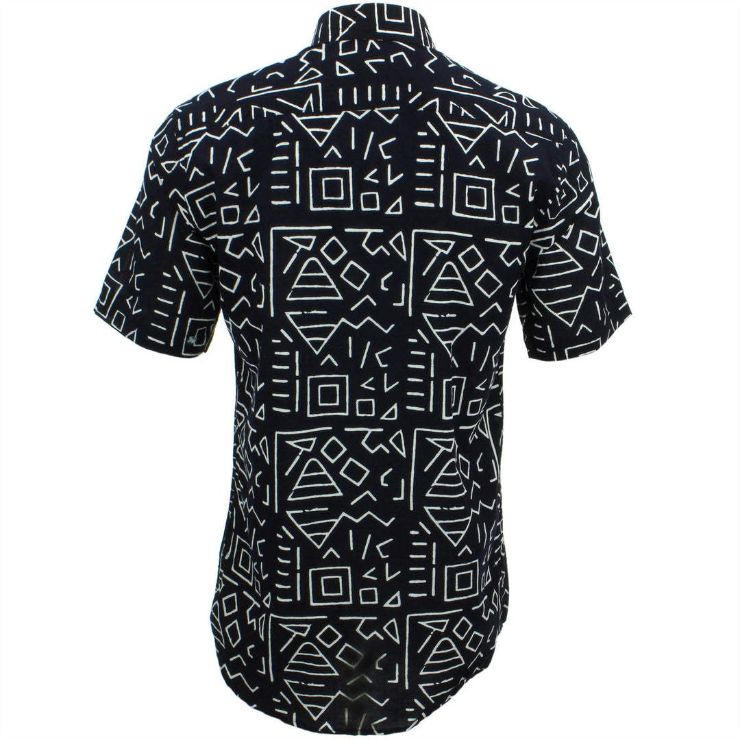 Tailored Fit Short Sleeve Shirt - Block Print - Geometric