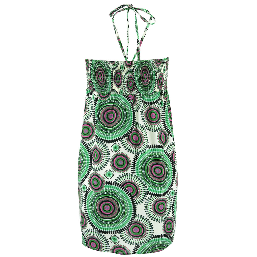 Halterneck Wrinkle Dress - Green Kaleidoscope