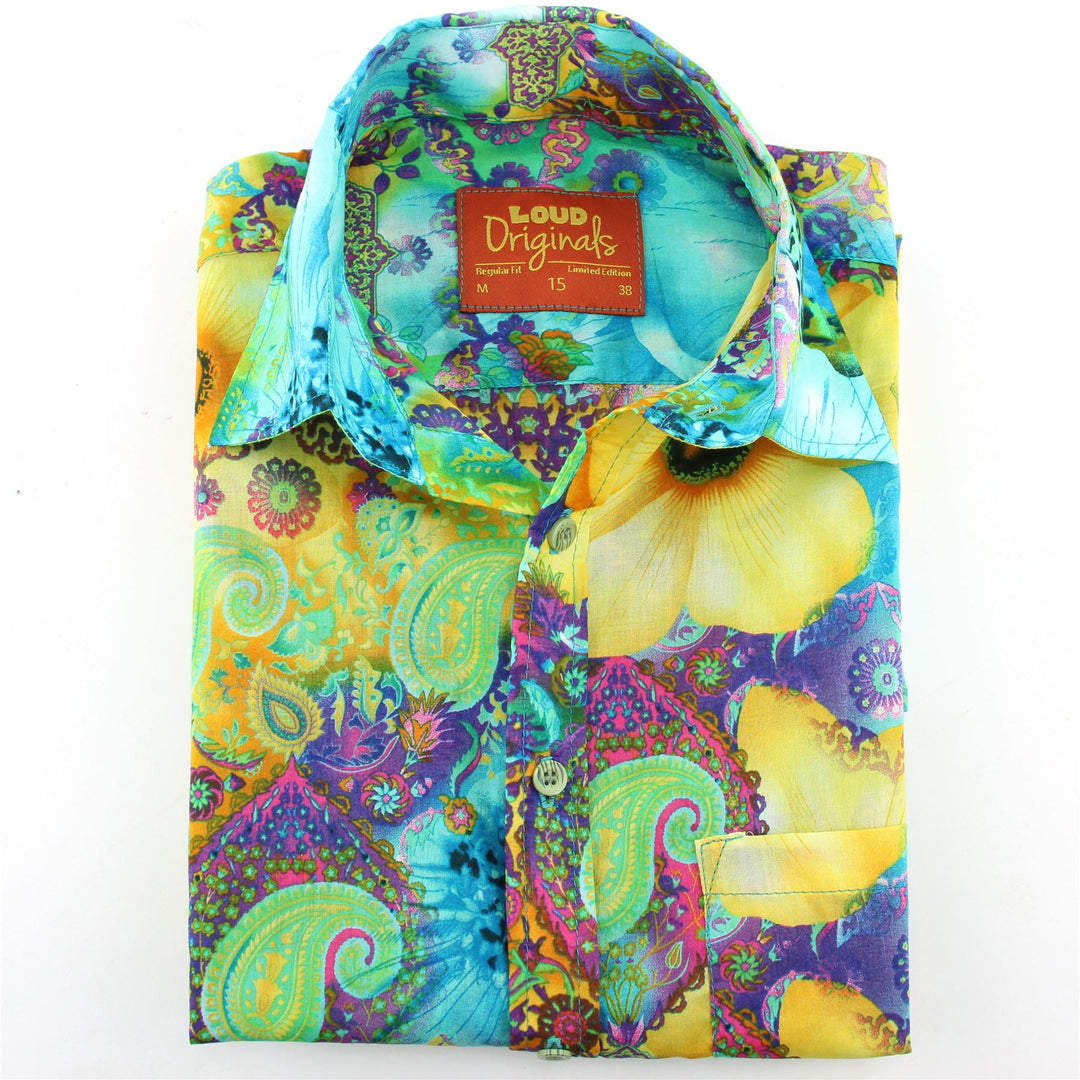 Regular Fit Short Sleeve Shirt - 60s Paisley Pastels