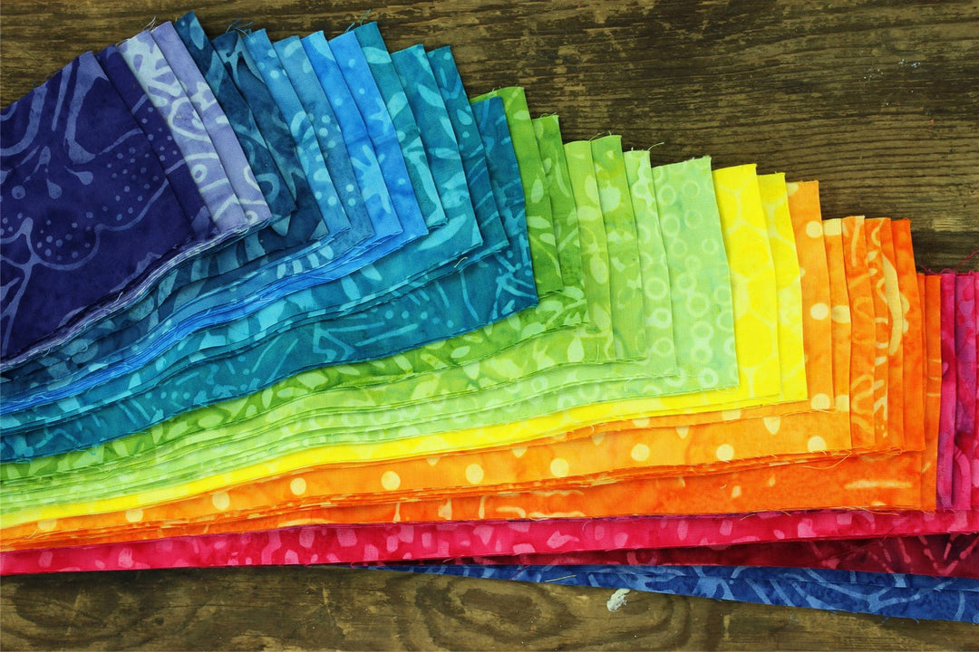 Cotton Batik Pre Cut Fabric Bundles - Jelly Roll  - Rainbow