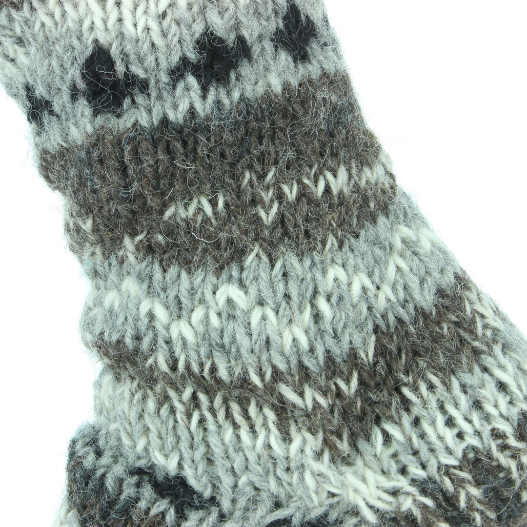 Chunky Wool Knit Abstract Pattern Fleece Lined Socks - 17 Grey