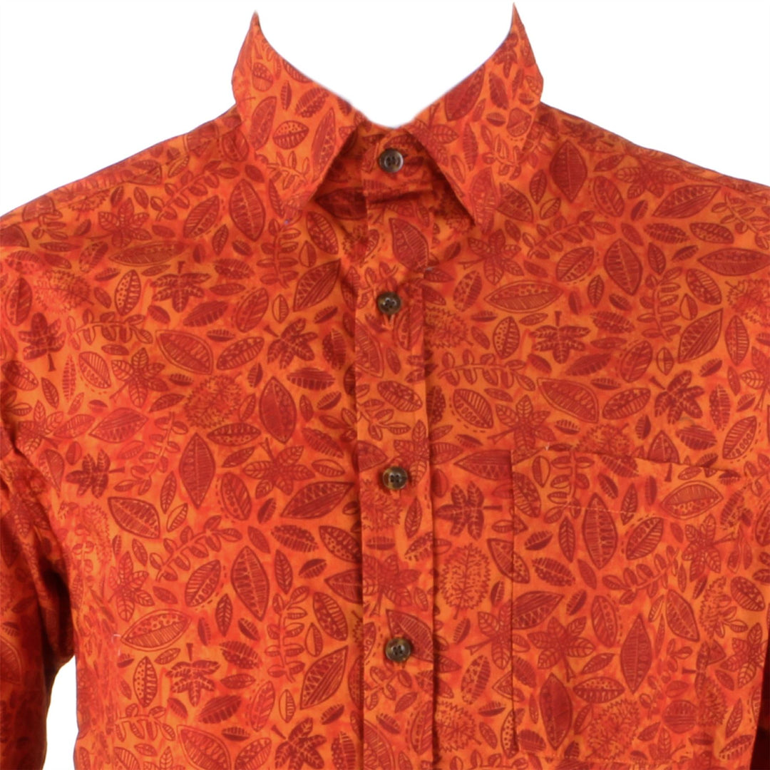 Regular Fit Long Sleeve Shirt - Red Leaves