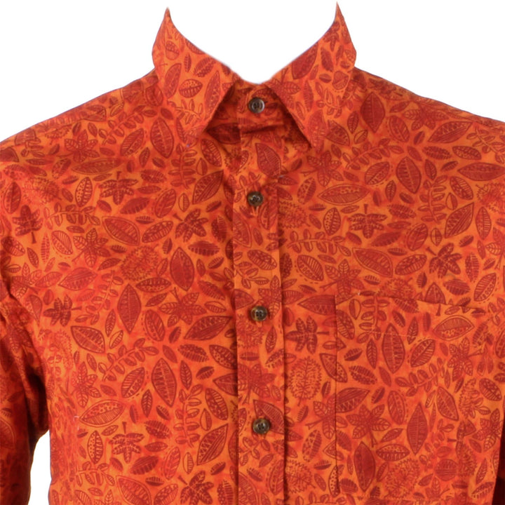 Regular Fit Long Sleeve Shirt - Red Leaves