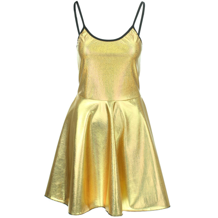 Shiny Strappy Dress - Gold