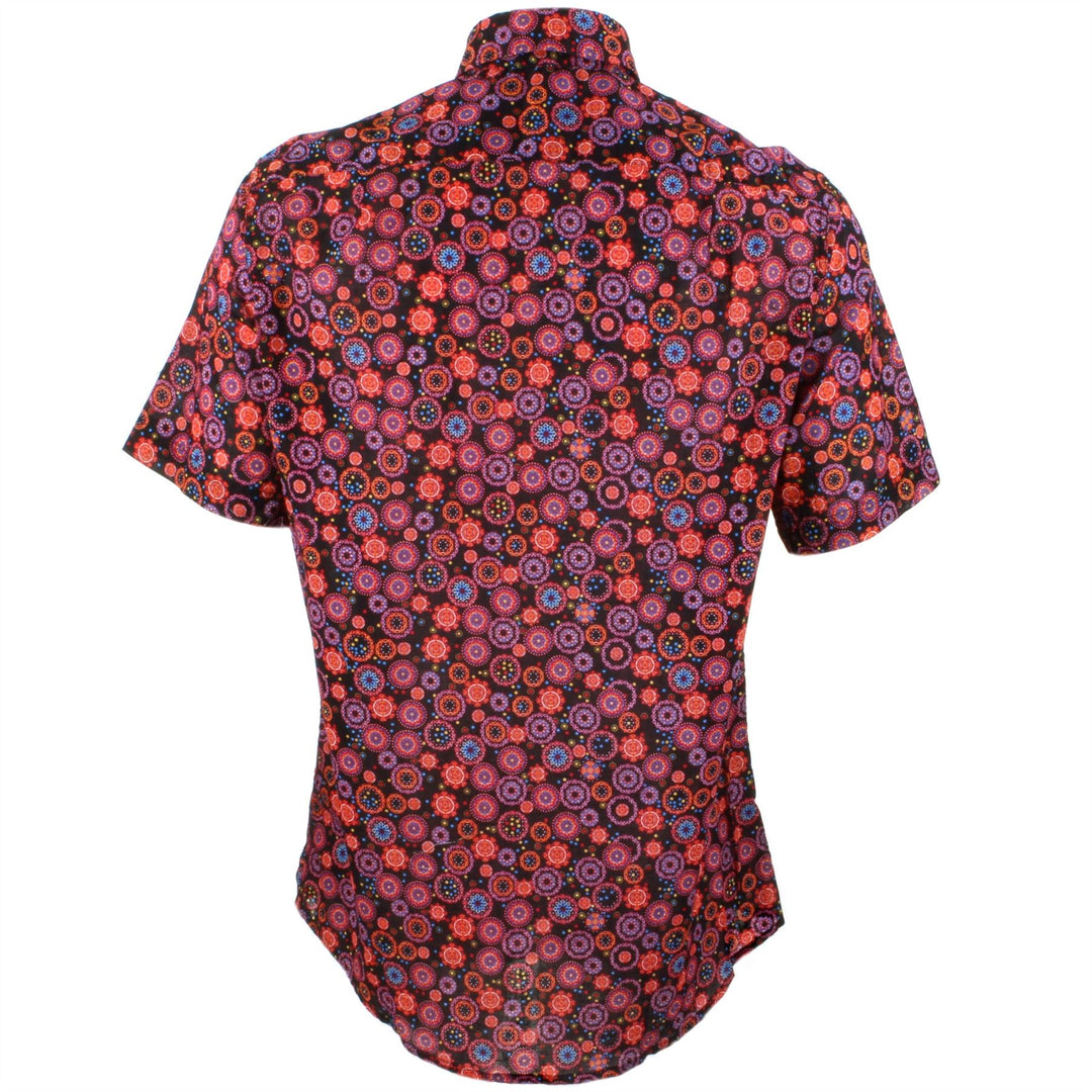 Regular Fit Short Sleeve Shirt - Red Abstract Circles