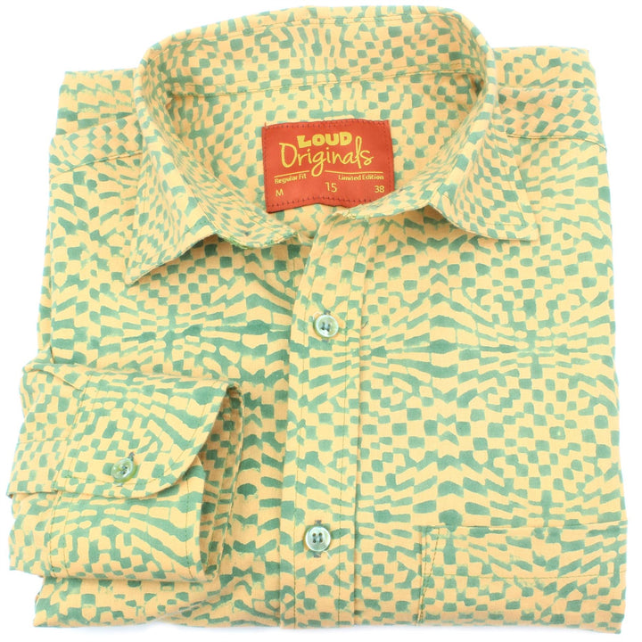 Regular Fit Long Sleeve Shirt - Psychedelic Green & Yellow