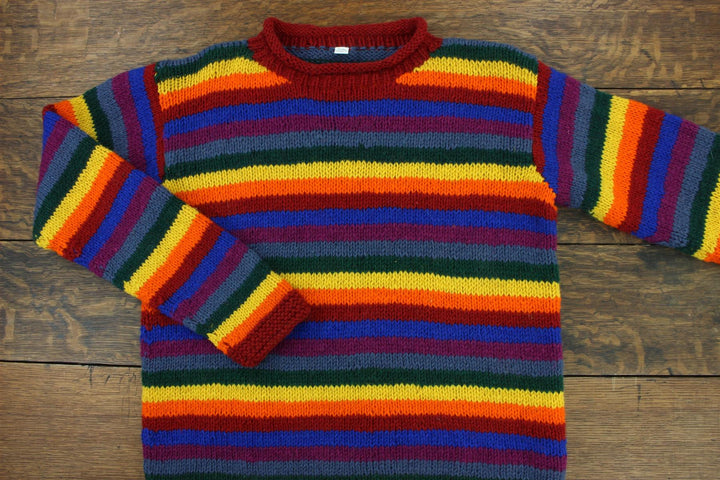 Chunky Wool Knit Jumper - Stripe Rainbow