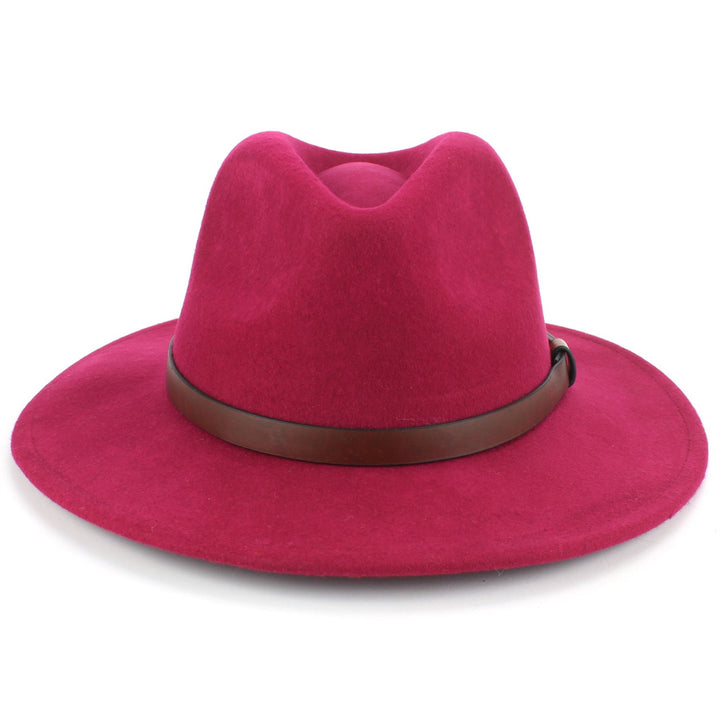 Wool Felt Fedora with Leather Band - Pink