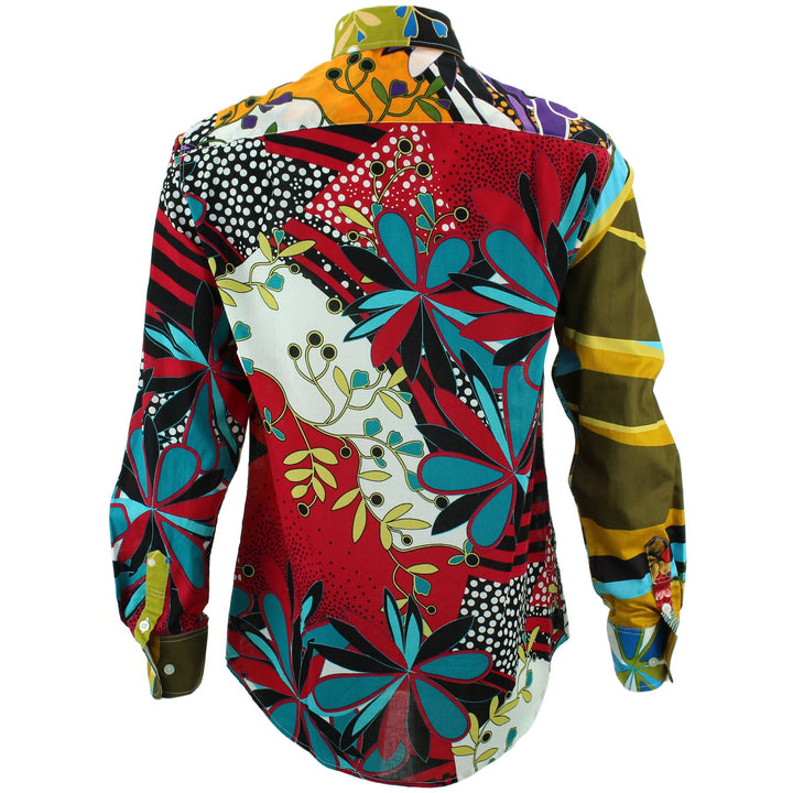 Regular Fit Long Sleeve Shirt - Random Mixed Panel - Abstract