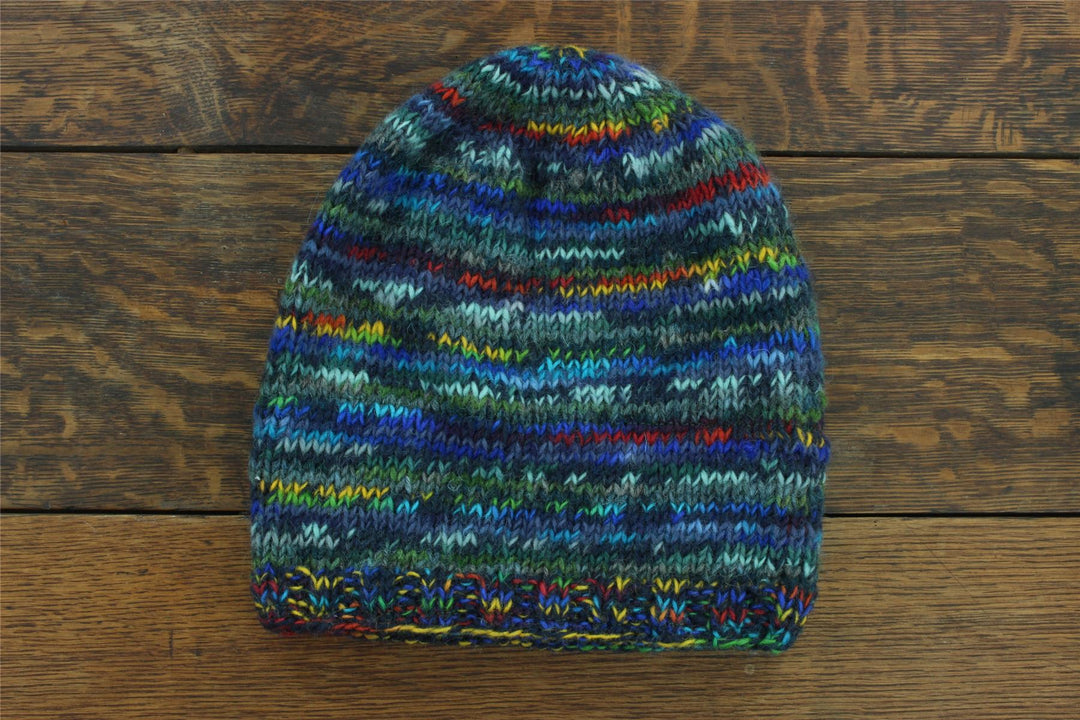 Hand Knitted Baggy Slouch Beanie Hat - SD Dark Blue Mix