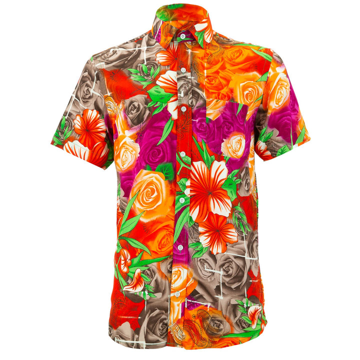 Regular Fit Short Sleeve Shirt - Roses