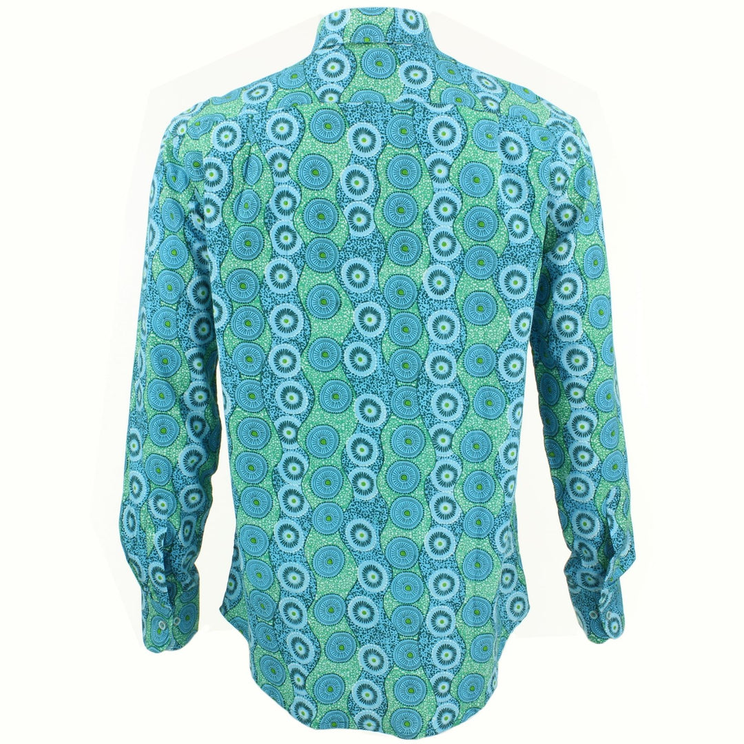 Regular Fit Long Sleeve Shirt - Blue Abstract Umbrellas