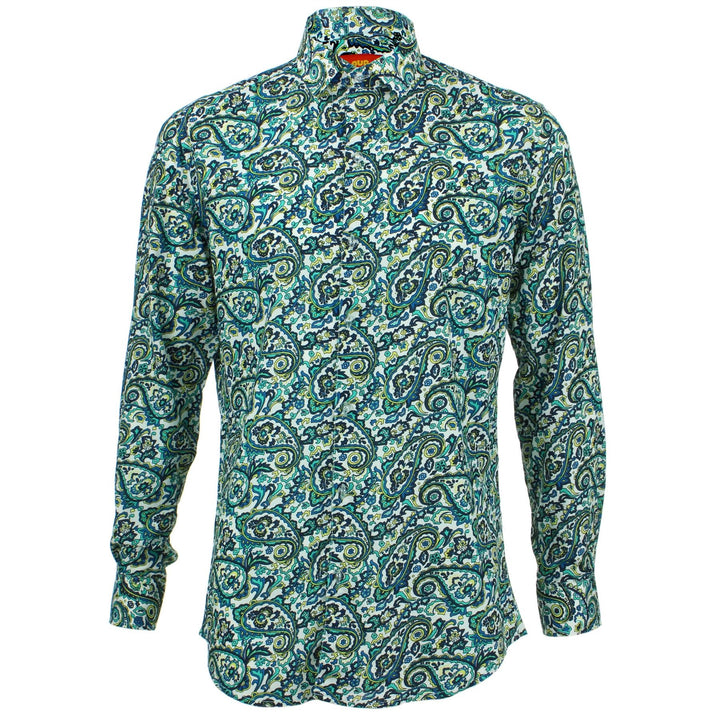 Tailored Fit Long Sleeve Shirt - Porcelain Paisley