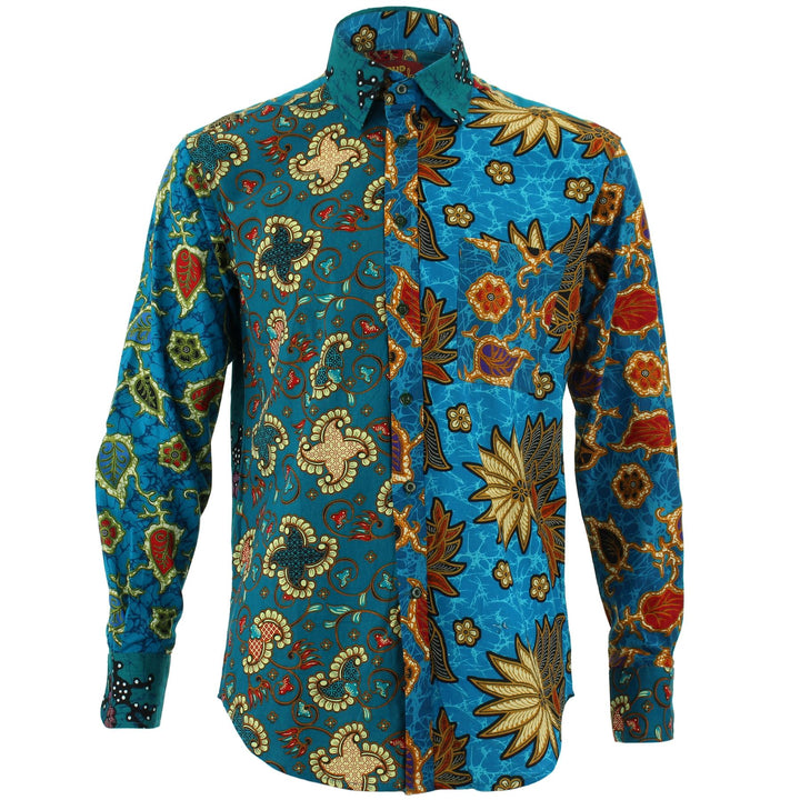 Regular Fit Long Sleeve Shirt - Random Mixed Panel - Batik