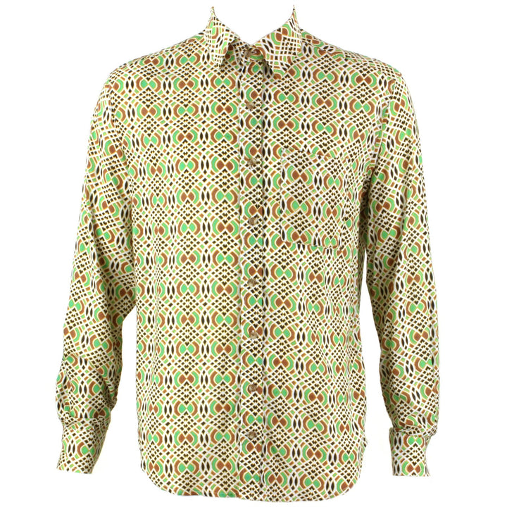 Regular Fit Long Sleeve Shirt - Green & Red Abstract