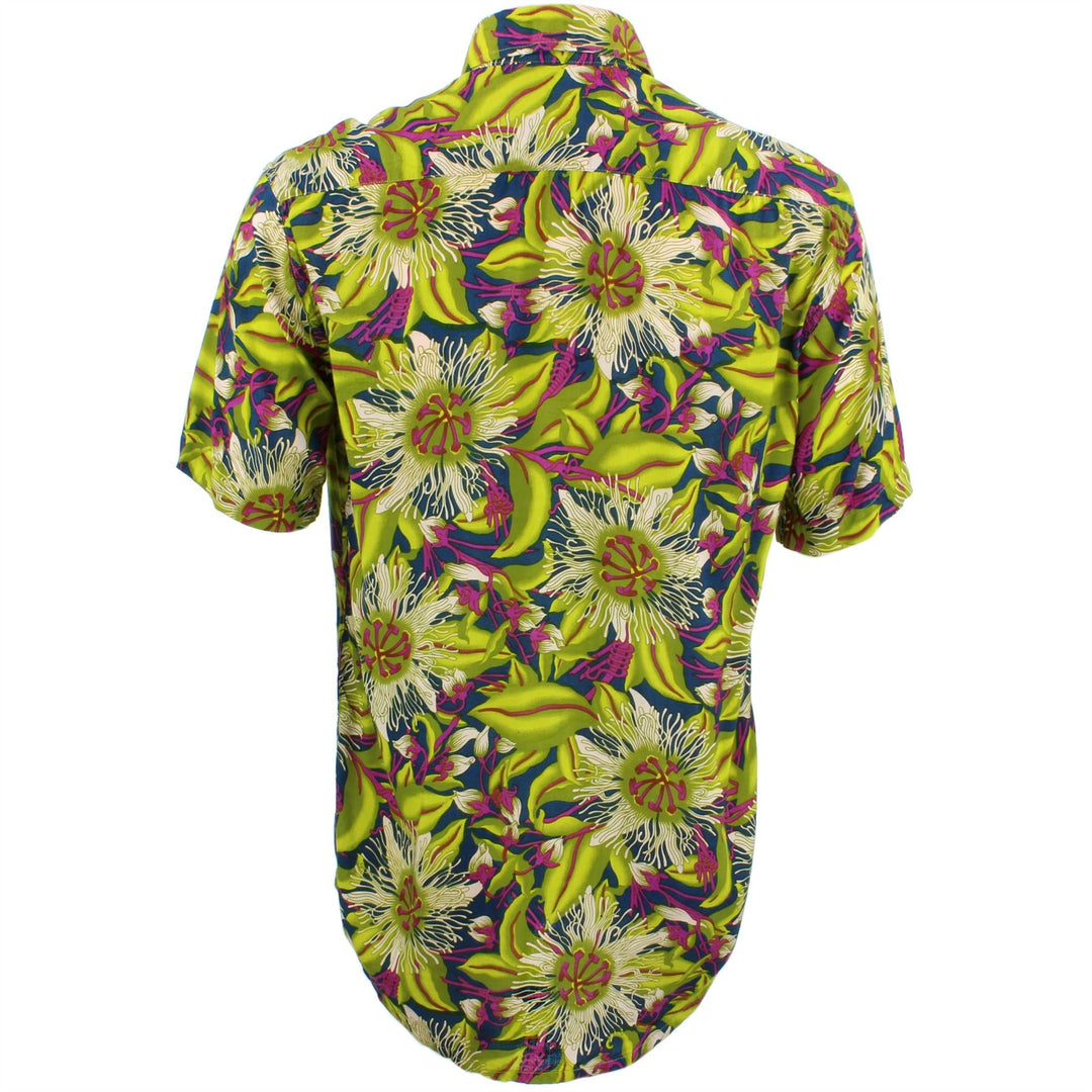 Tailored Fit Short Sleeve Shirt - Green & Purple Floral