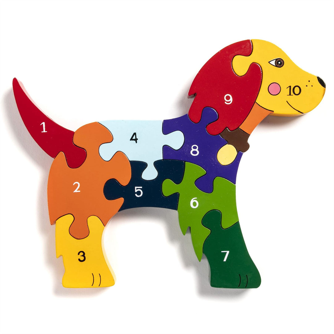 Handmade Wooden Jigsaw Puzzle - Number Dog