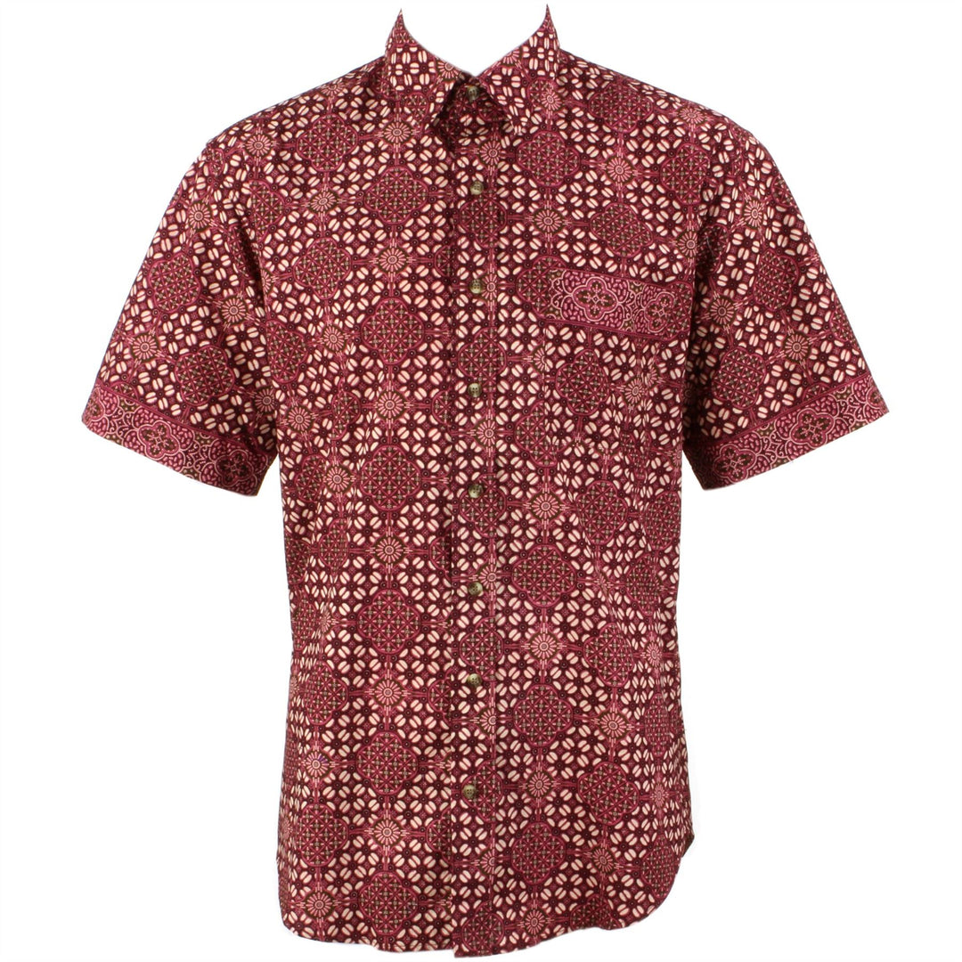 Regular Fit Short Sleeve Shirt - Red Geometric