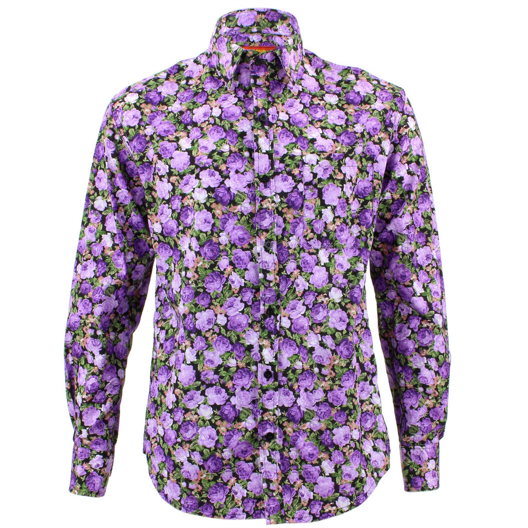 Tailored Fit Long Sleeve Shirt - Bright Purple Floral