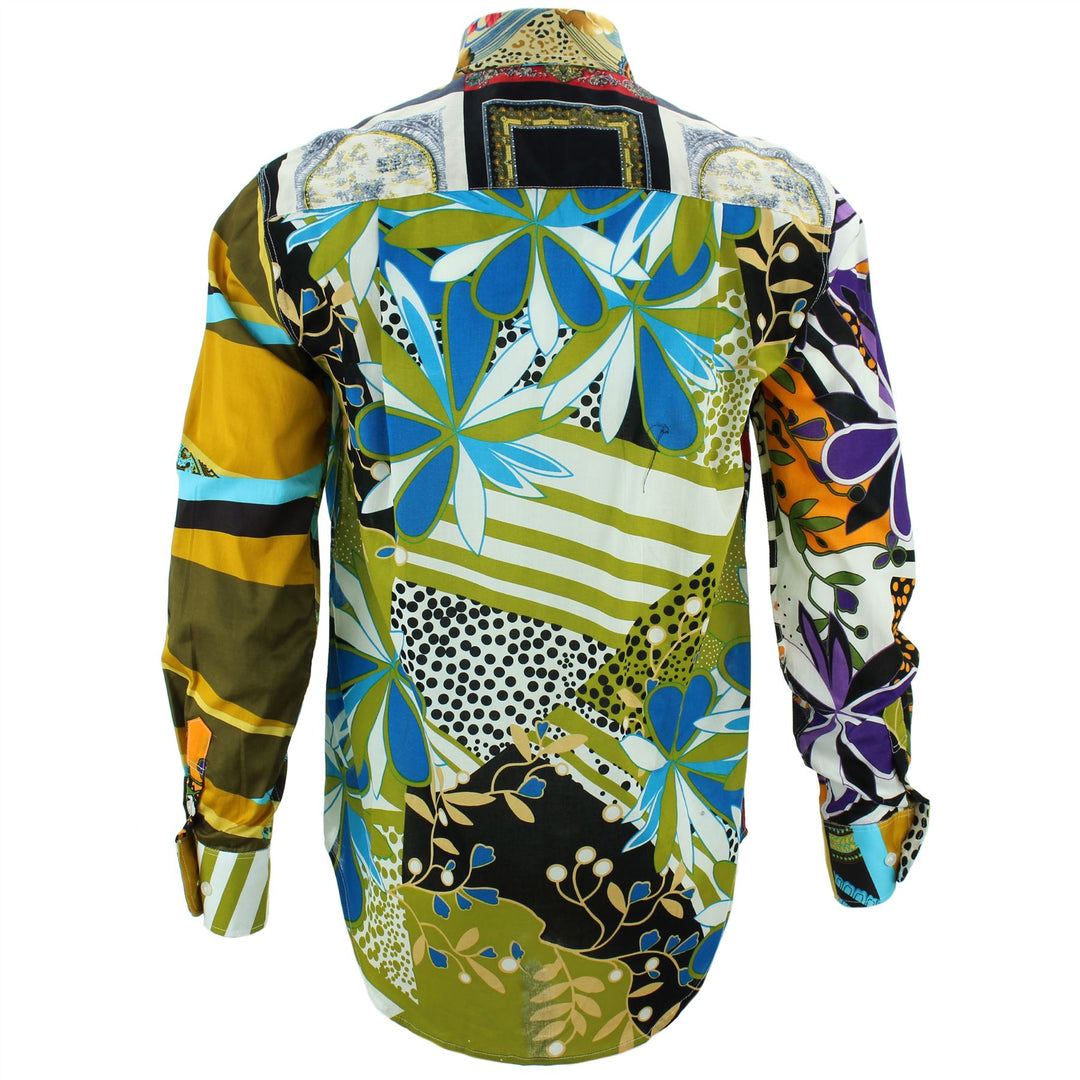 Regular Fit Long Sleeve Shirt - Random Mixed Panel - Abstract