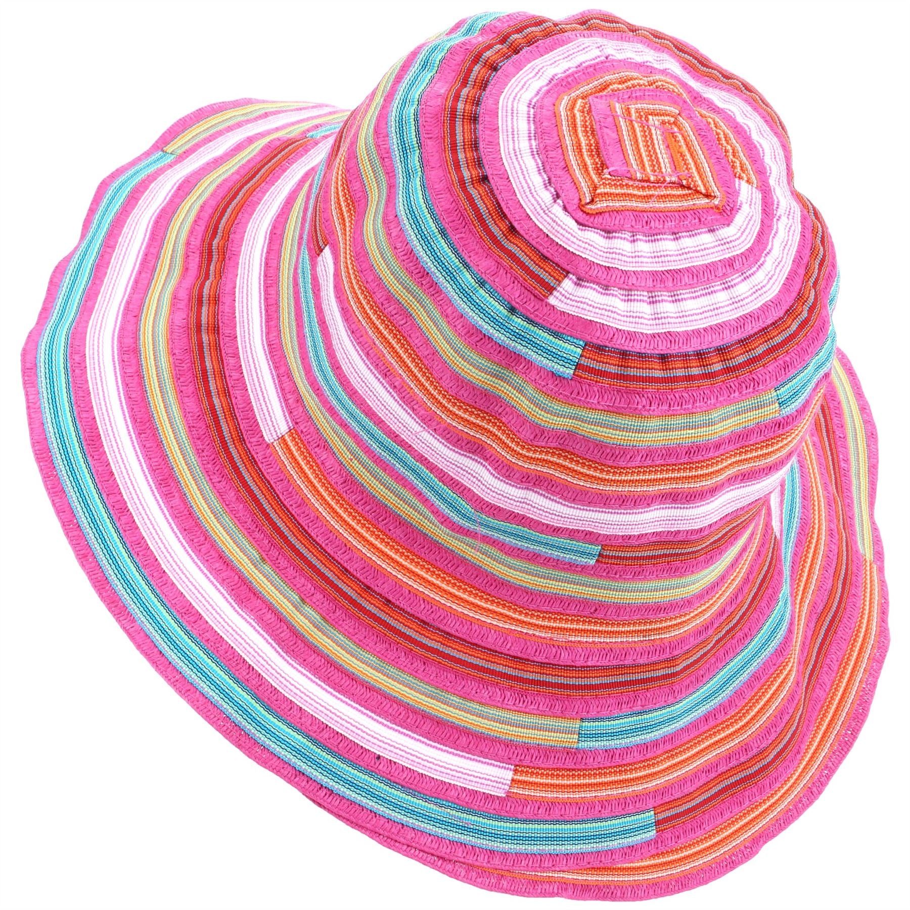 Ladies Multi Stripe Sun Hat Pink