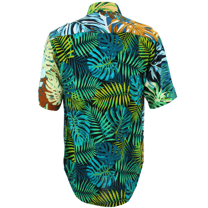 Regular Fit Short Sleeve Shirt - Random Mixed Panel - Monstera