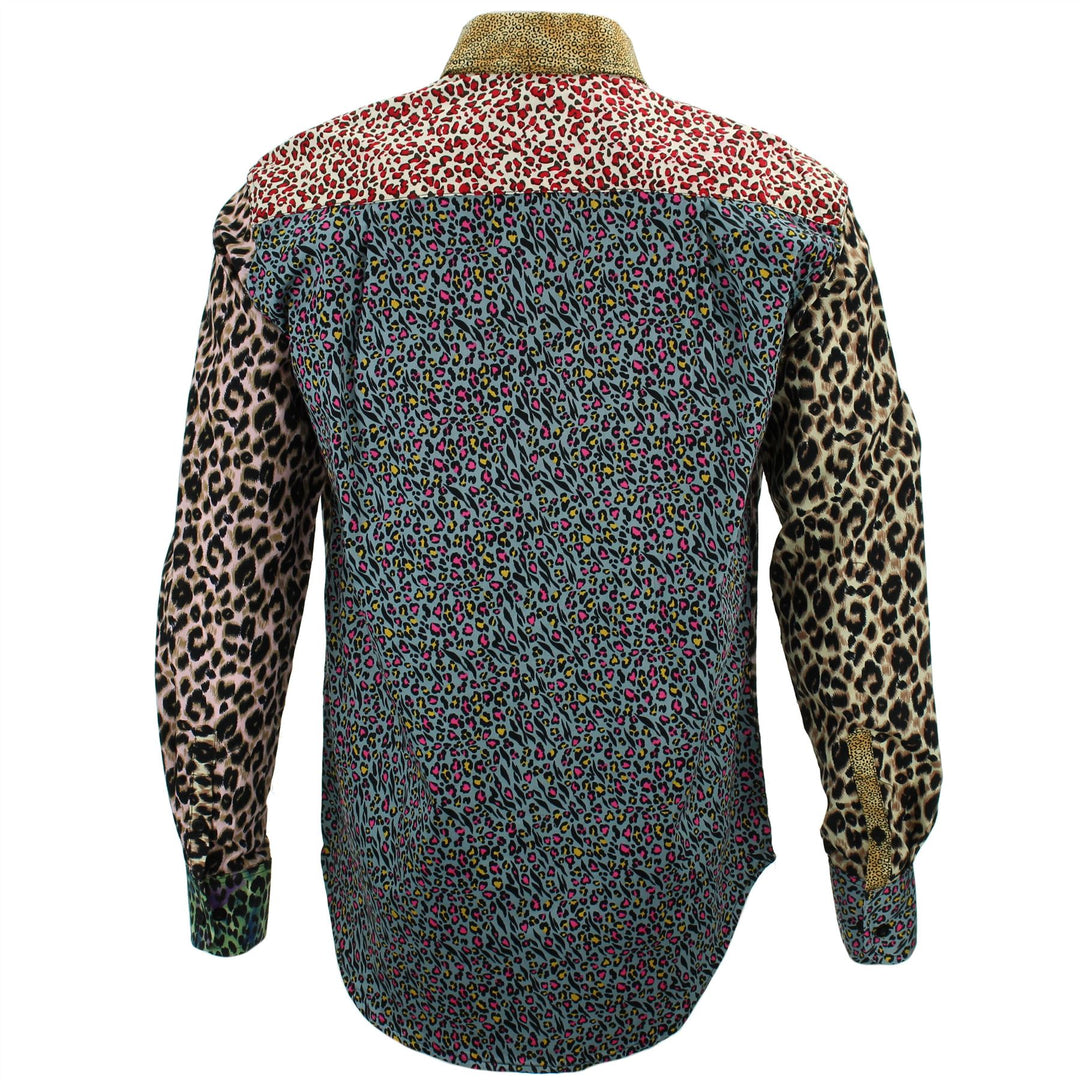 Regular Fit Long Sleeve Shirt - Random Mixed Panel - Animal Print