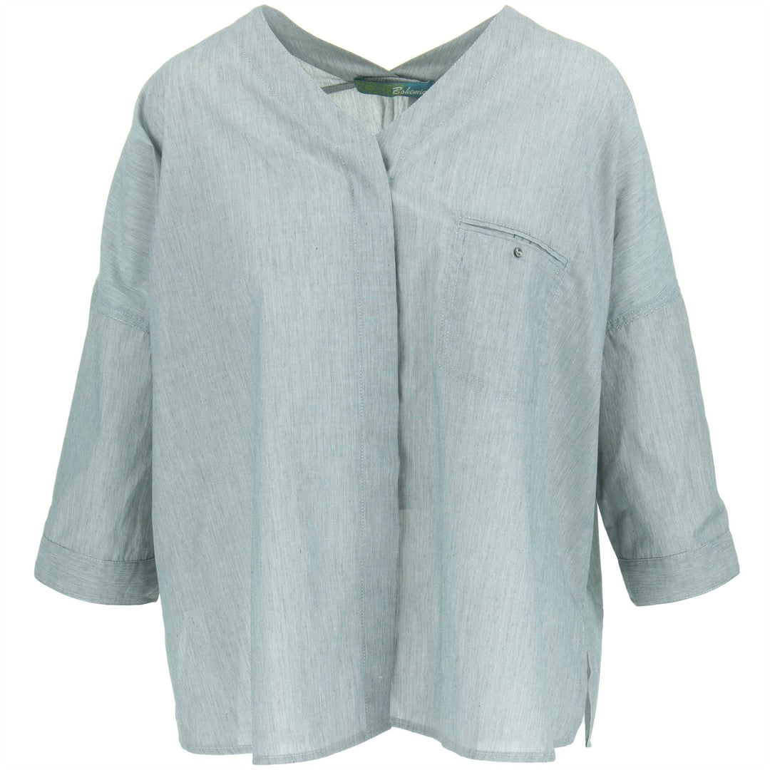 Woven Blouse - Grey Stripe