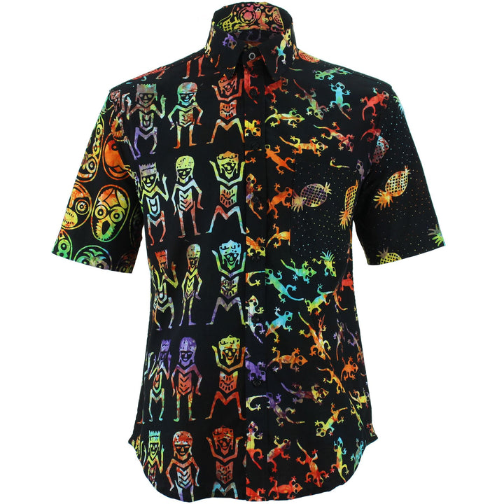 Regular Fit Short Sleeve Shirt - Random Mixed Panel - Tribal Batik