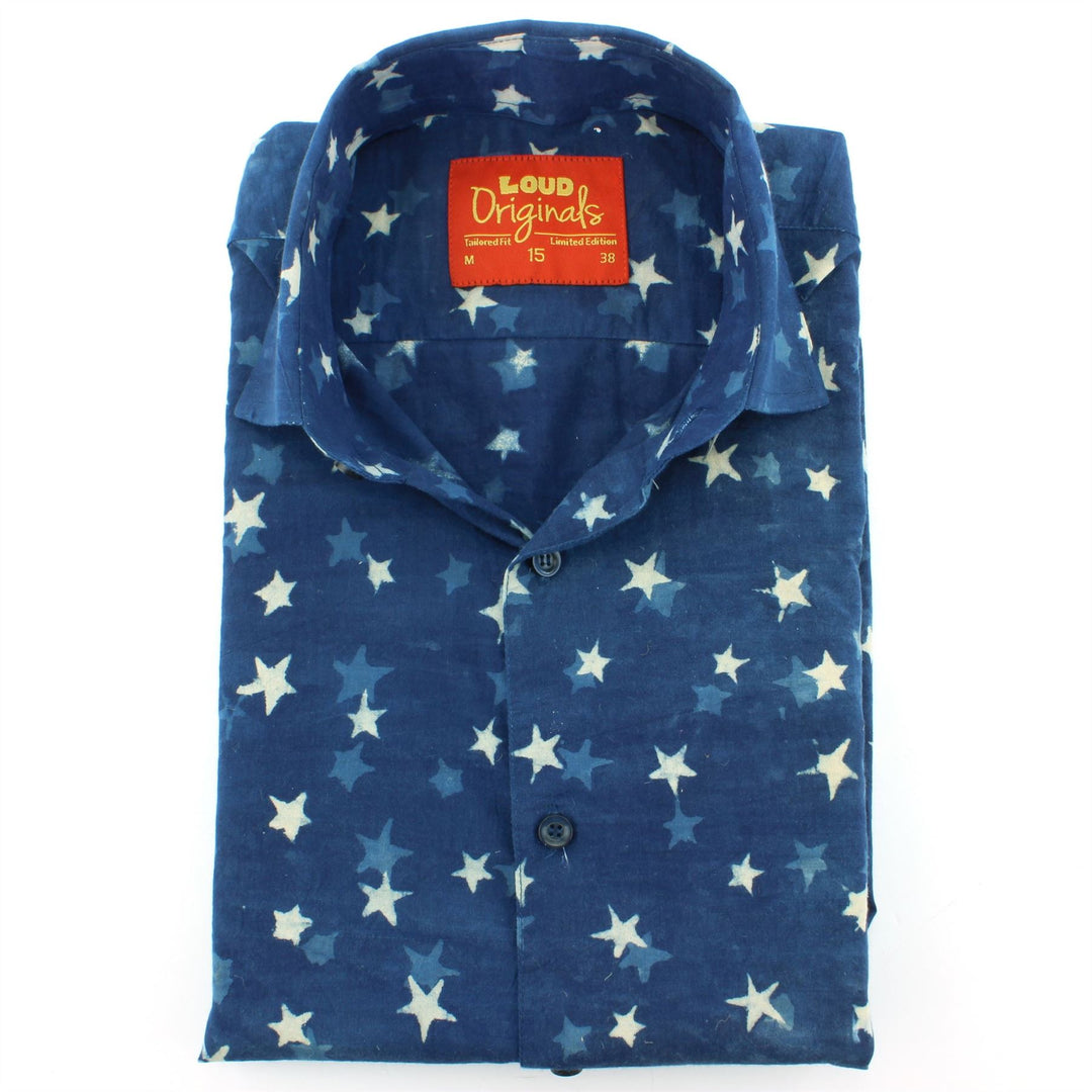 Slim Fit Long Sleeve Shirt - Block Print - Stars