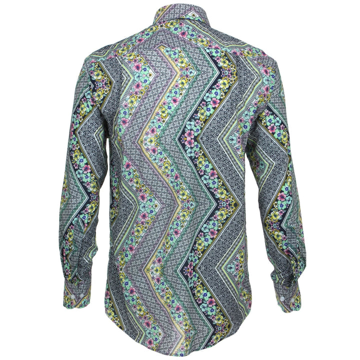 Regular Fit Long Sleeve Shirt - Floral Zig Zag