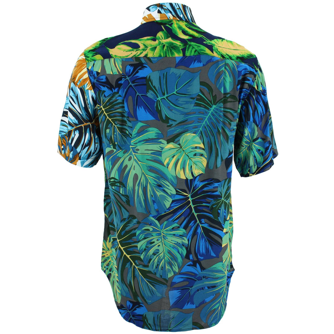 Regular Fit Short Sleeve Shirt - Random Mixed Panel - Monstera