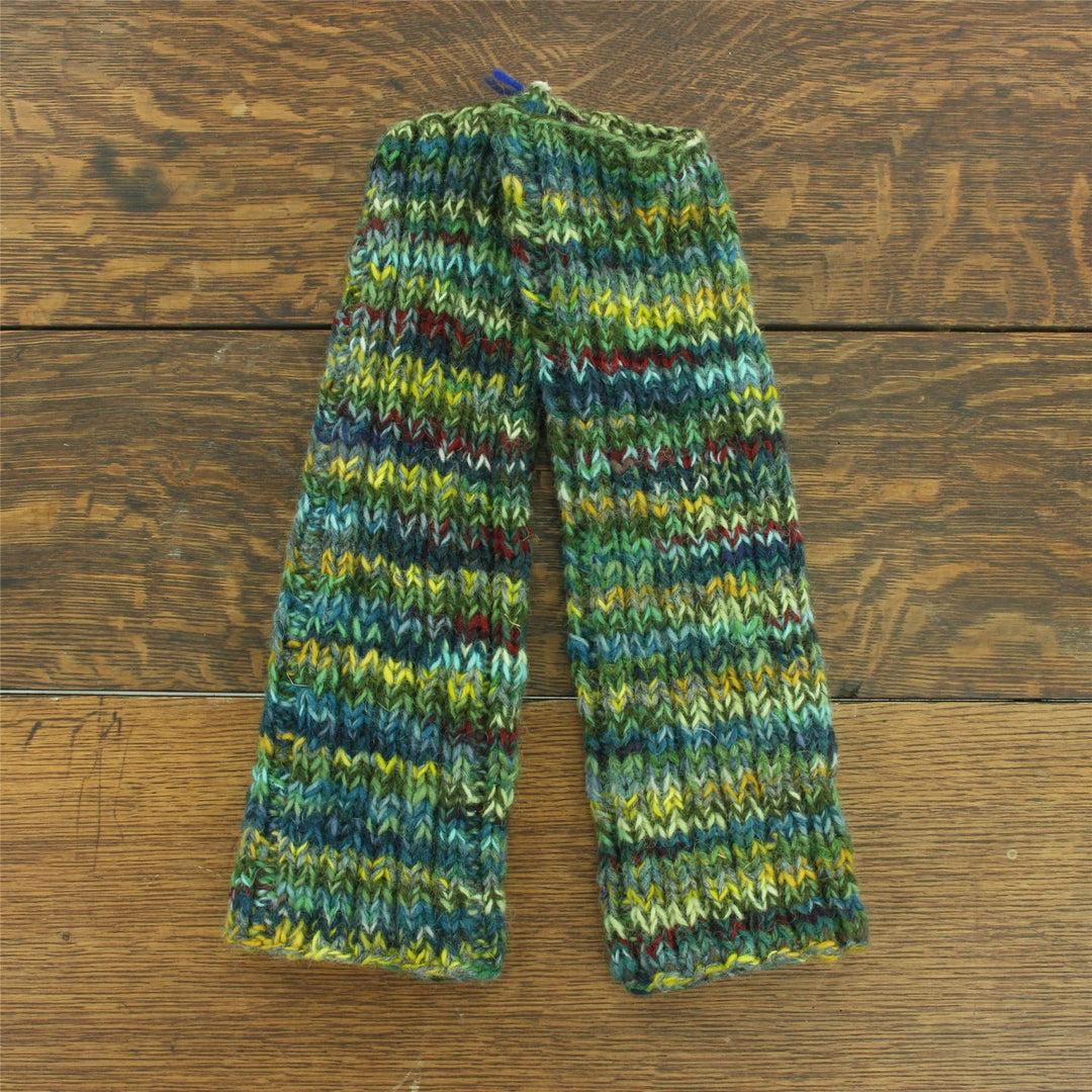 Hand Knitted Wool Leg Warmers - SD Green Mix