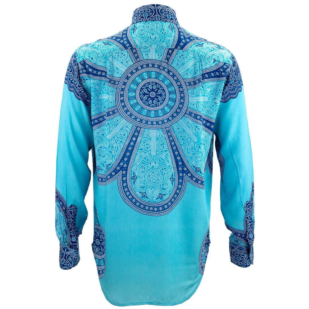 Regular Fit Long Sleeve Shirt - Flower Mandala - Light Blue