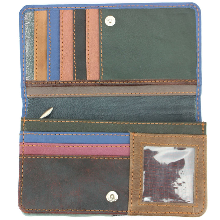 Real Leather Colourful Purse Wallet - Blue