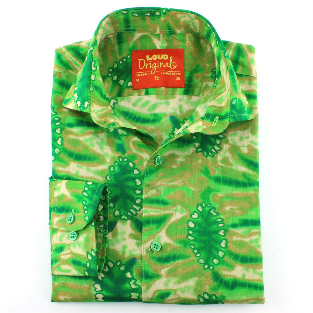 Tailored Fit Long Sleeve Shirt - Bright Green Wash