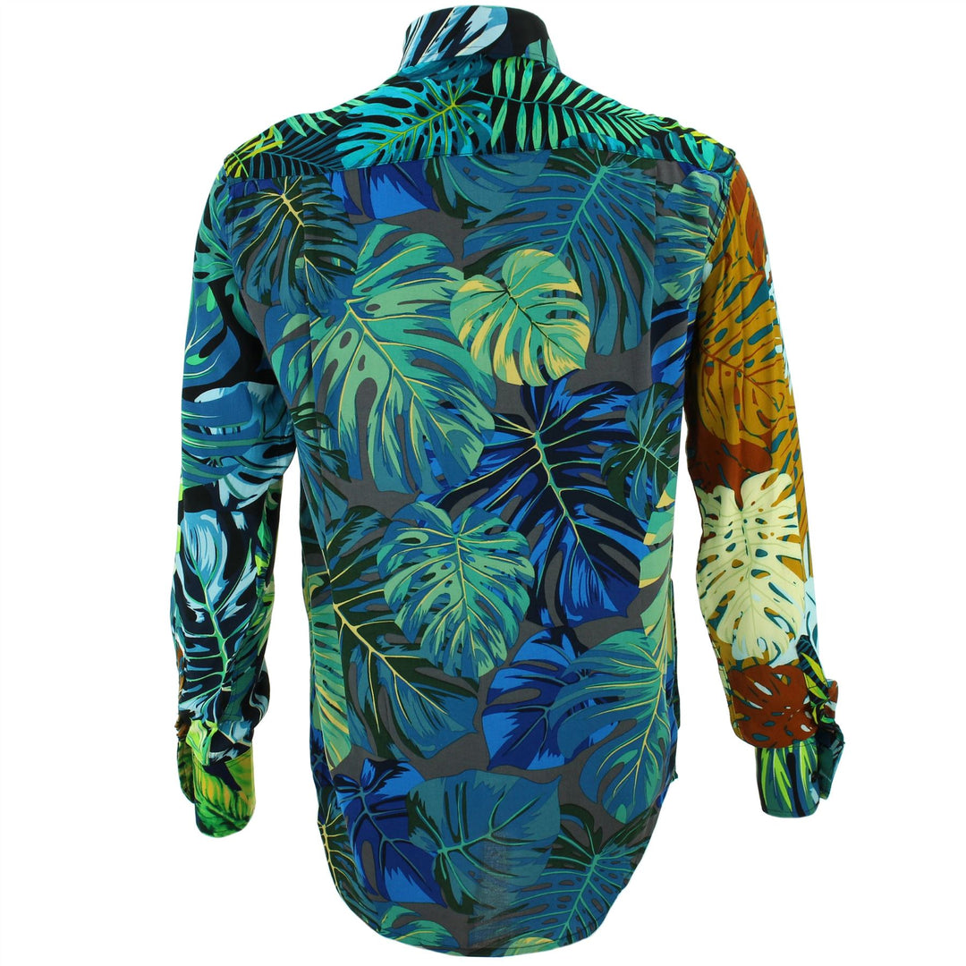 Regular Fit Long Sleeve Shirt - Random Mixed Panel - Monstera