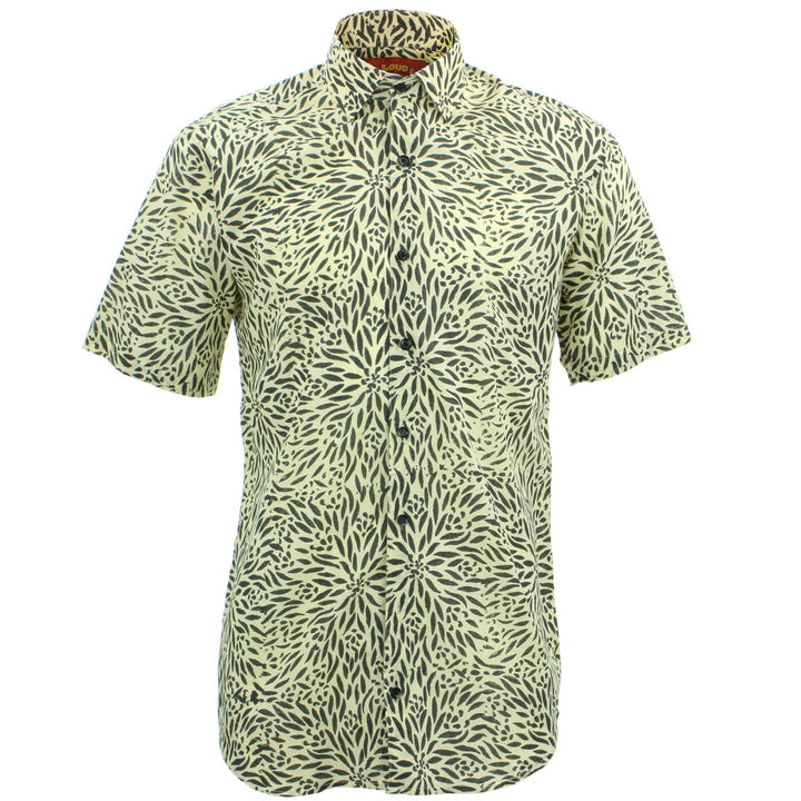 Tailored Fit Short Sleeve Shirt - Block Print - Stamen