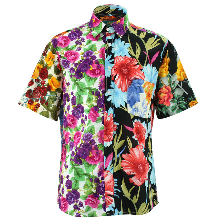 Regular Fit Short Sleeve Shirt - Random Mixed Panel - Floral