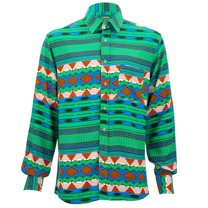 Regular Fit Long Sleeve Shirt - Geometric Stripe