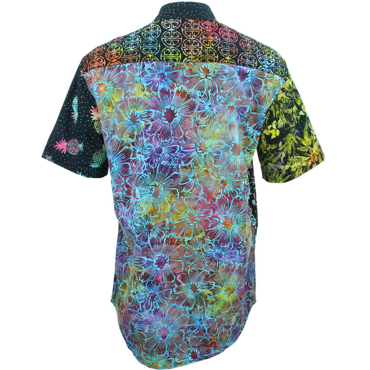 Regular Fit Short Sleeve Shirt - Random Mixed Batik - Black Neon