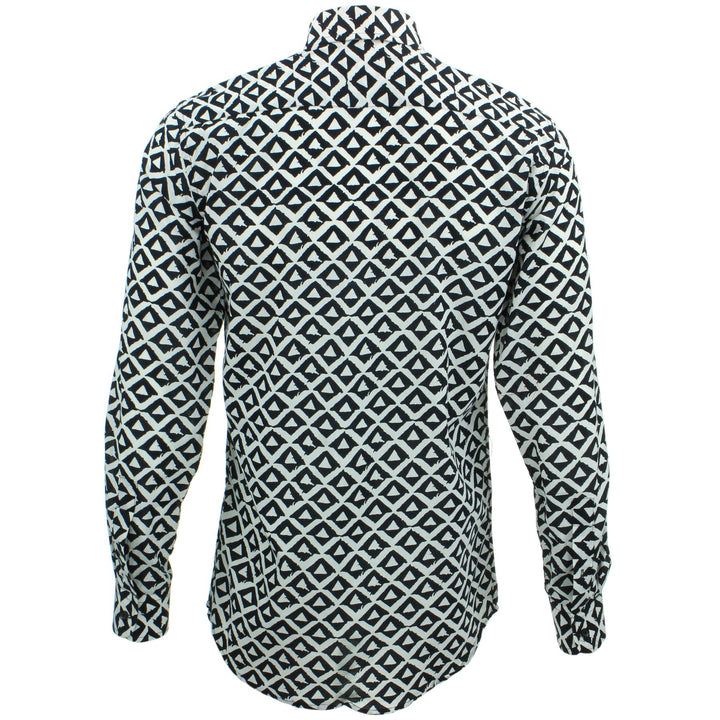 Tailored Fit Long Sleeve Shirt - Block Print - Triangles