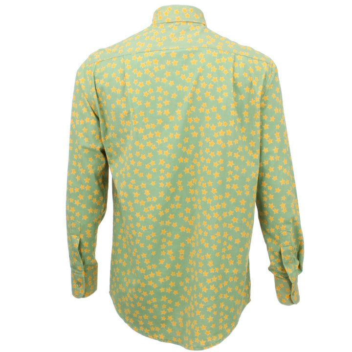 Regular Fit Long Sleeve Shirt - Green with Yellow Stars