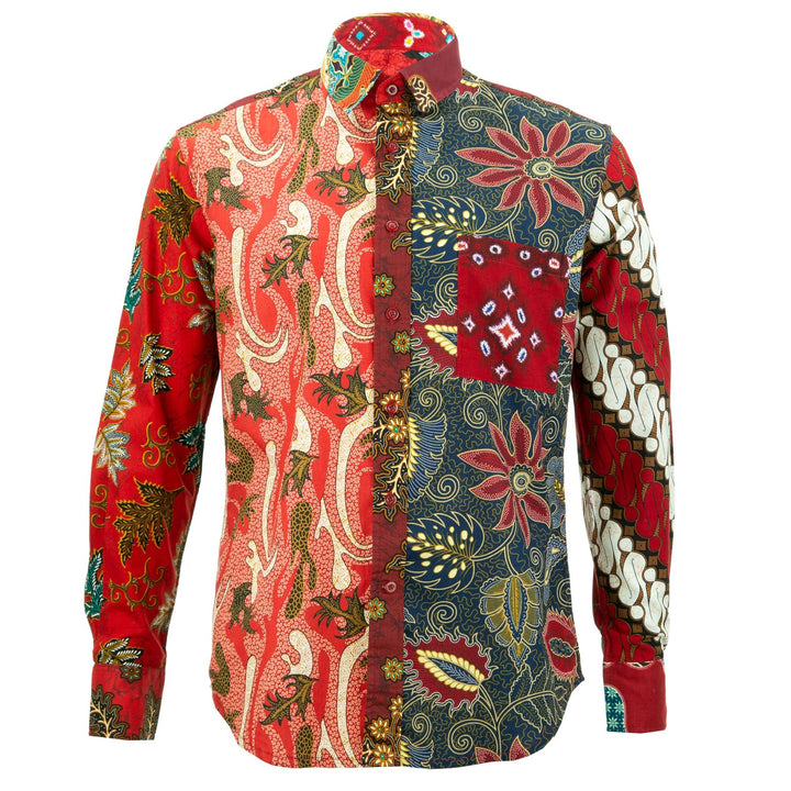 Regular Fit Long Sleeve Shirt - Random Mixed Panel Batik