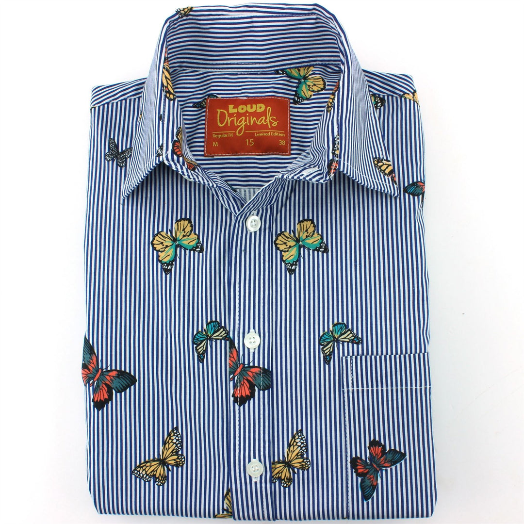 Regular Fit Short Sleeve Shirt - Butterfly Stripes