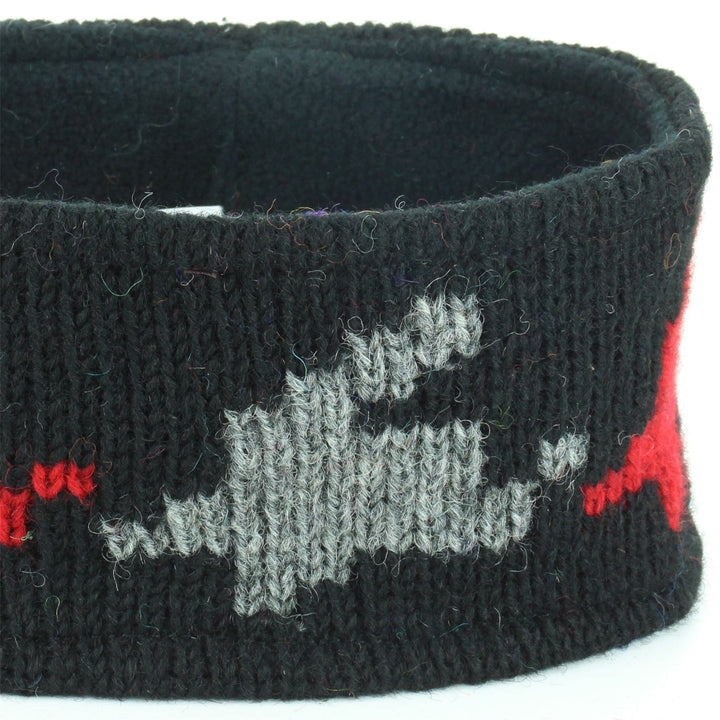 Wool Kint Headband - Red Houndstooth