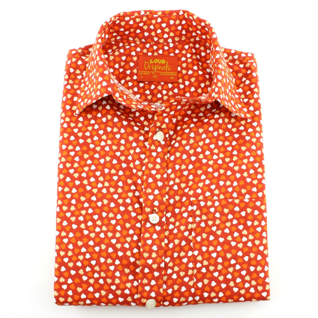 Tailored Fit Short Sleeve Shirt - Orange Hearts